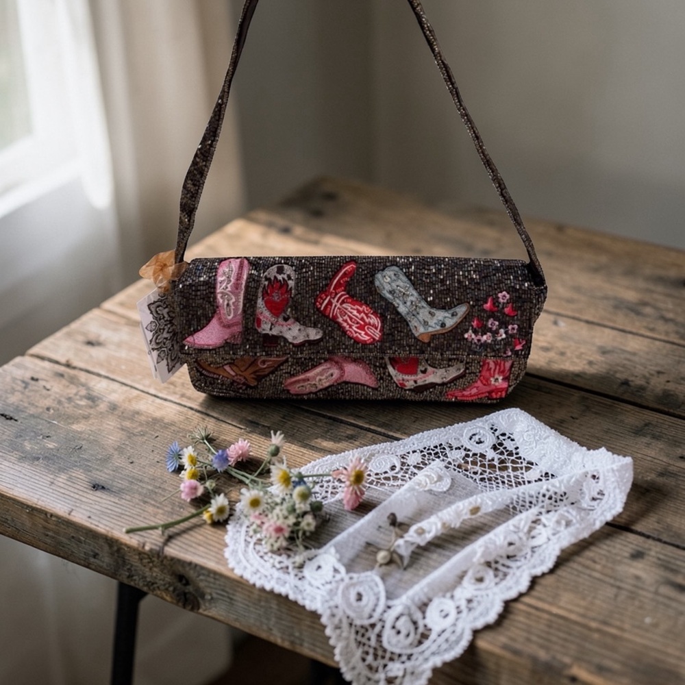 From India to You Beaded Western Motif Handbag